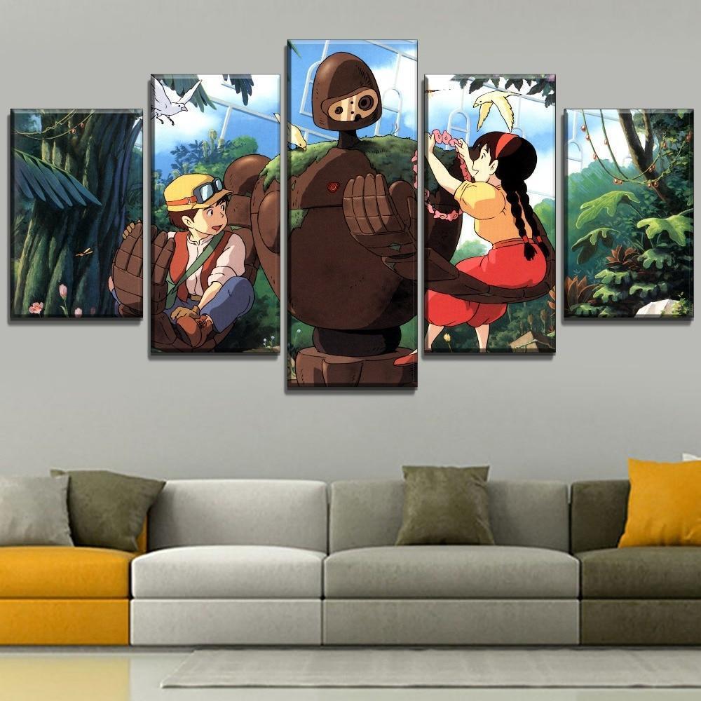Casstle In The Sky Pazu &amp;amp; Sheeta &amp;amp; Robot Poster Anime Canvas Wall Art