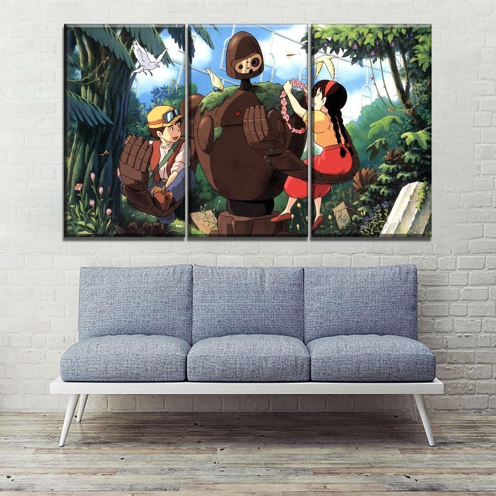 Casstle In The Sky Pazu &amp;amp; Sheeta &amp;amp; Robot Poster Anime Canvas Wall Art