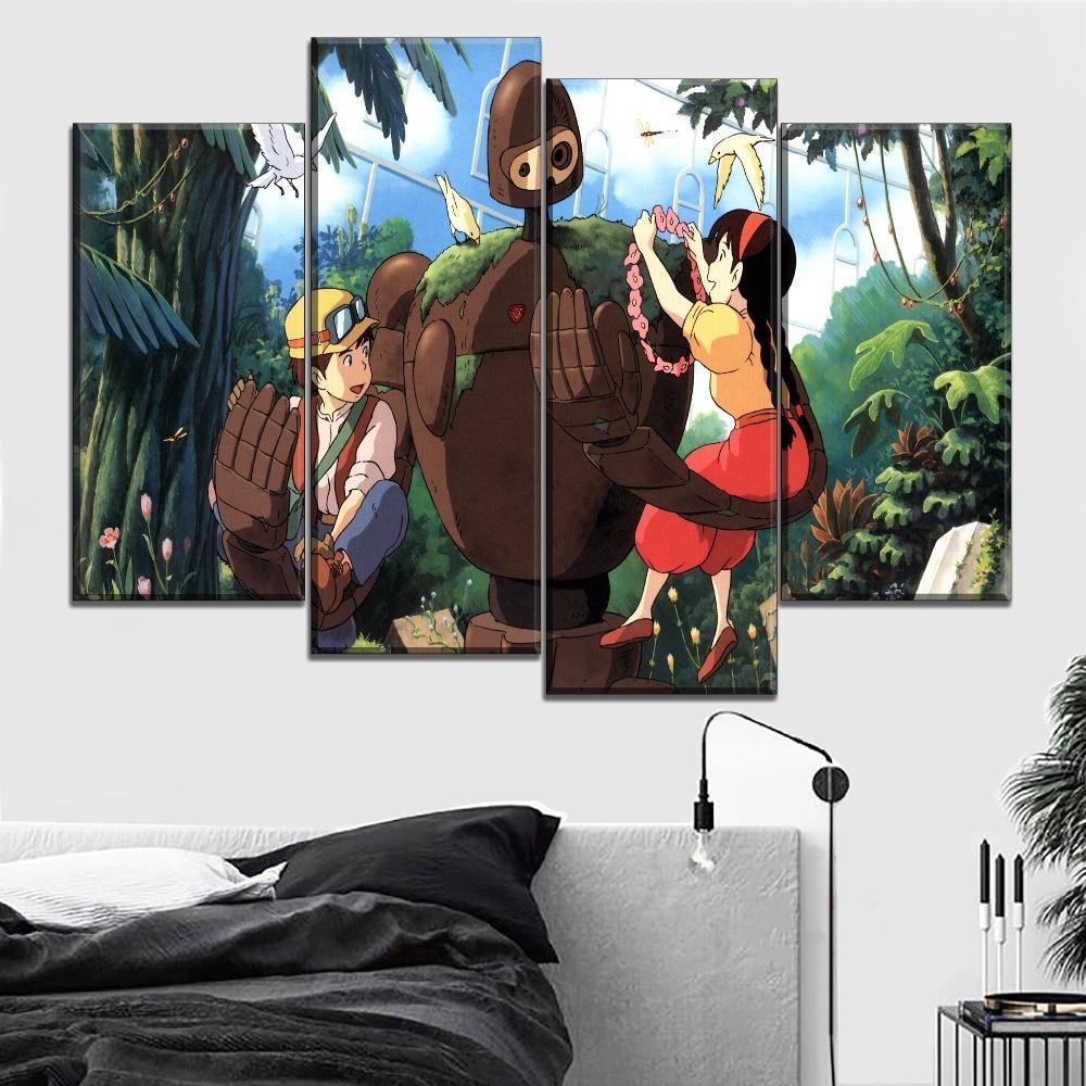 Casstle In The Sky Pazu &amp;amp; Sheeta &amp;amp; Robot Poster Anime Canvas Wall Art