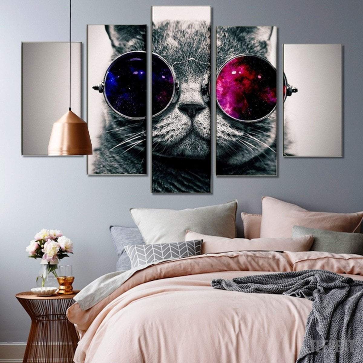 Cat With Glasses Animal Canvas Wall Art