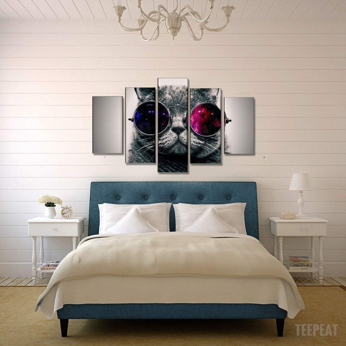 Cat With Glasses Animal Canvas Wall Art