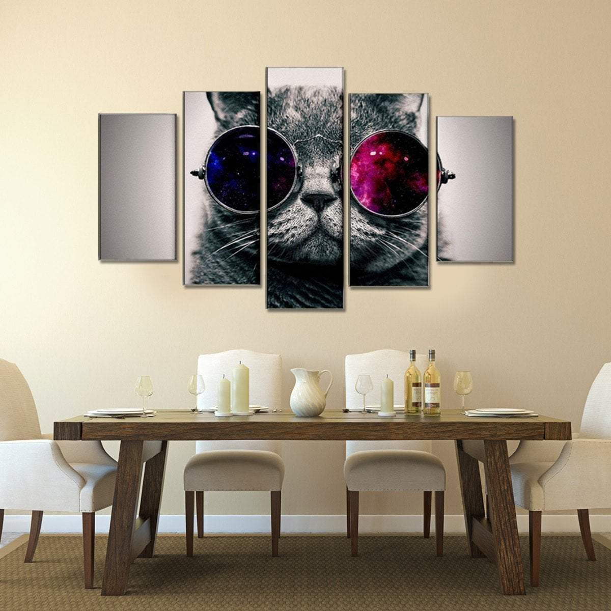 Cat With Glasses Animal Canvas Wall Art