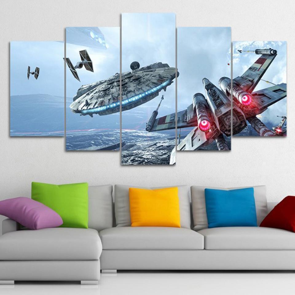 Catch Millennium Falcon Star Wars Movie Canvas Wall Art