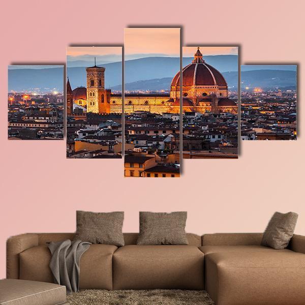 Cathedral Of Santa Maria Del Fiore At Dusk Nature Canvas Wall Art