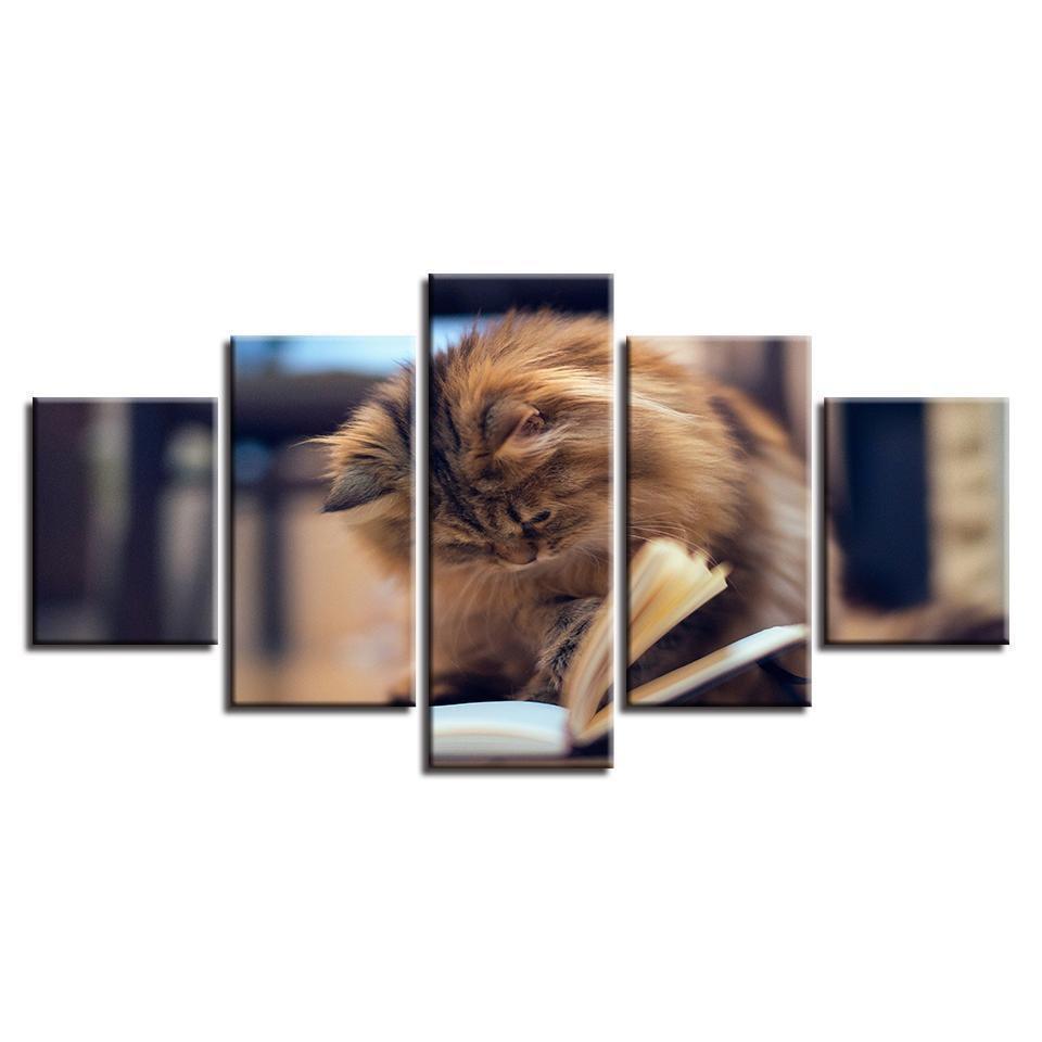 Cats Are Reading Book Animal Canvas Wall Art