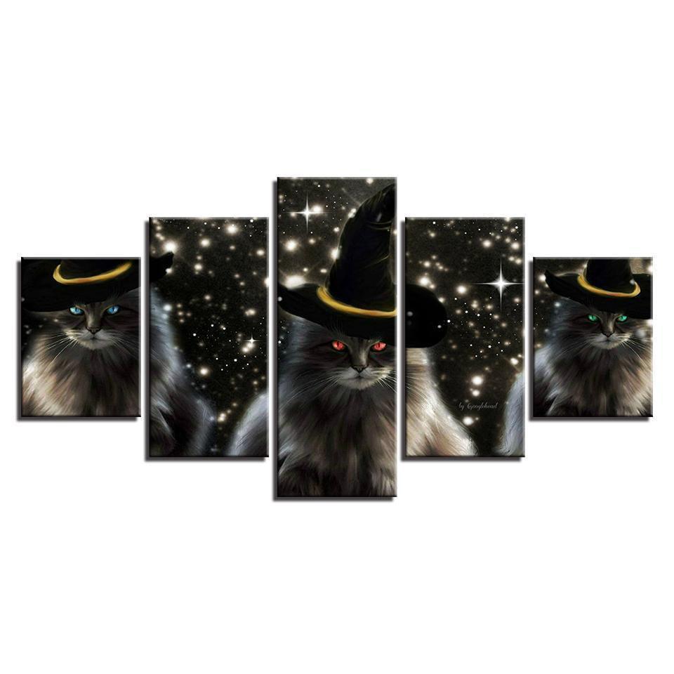 Cats With A Hat Abstract Animal Canvas Wall Art