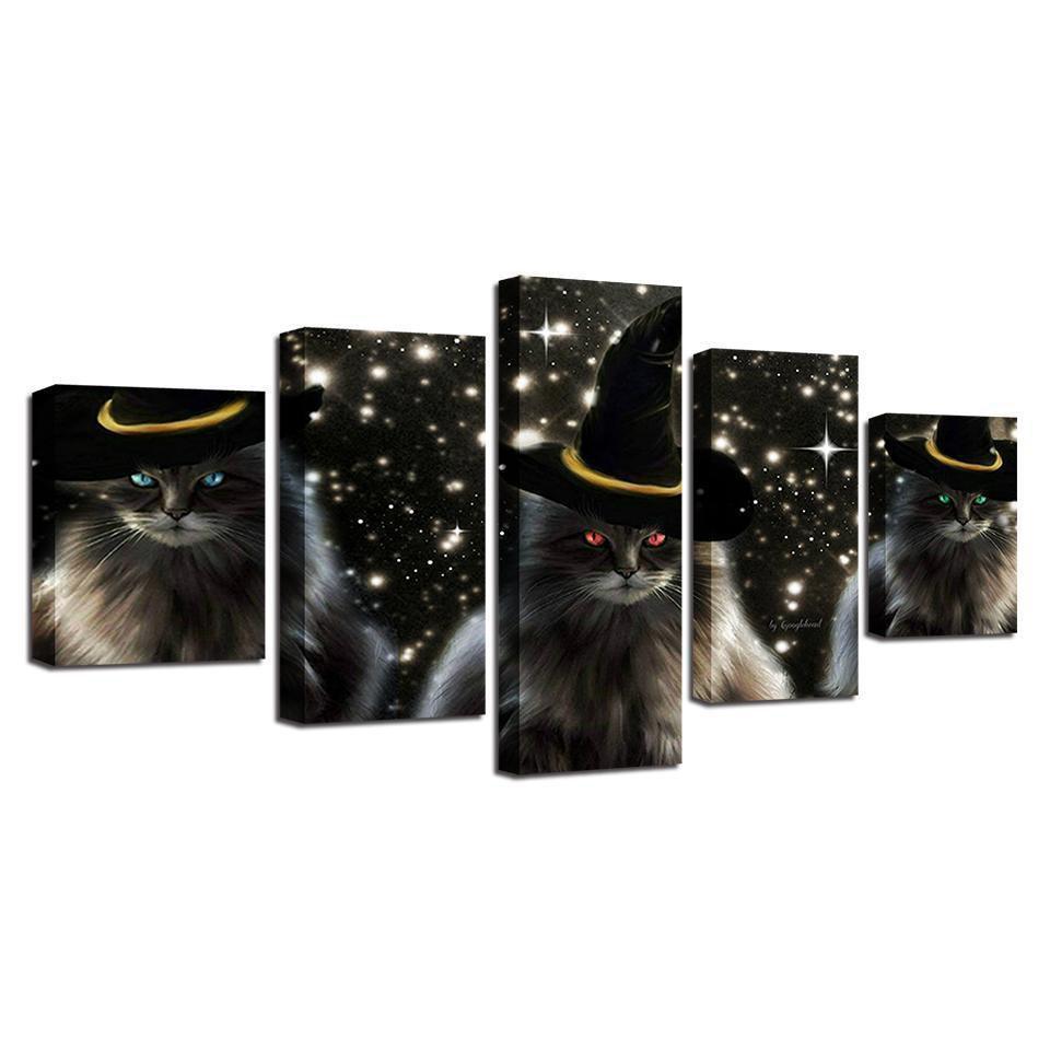 Cats With A Hat Abstract Animal Canvas Wall Art