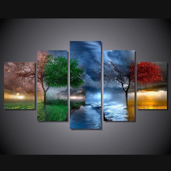 Change Of Seasons Beautiful Abstract Nature Canvas Wall Art