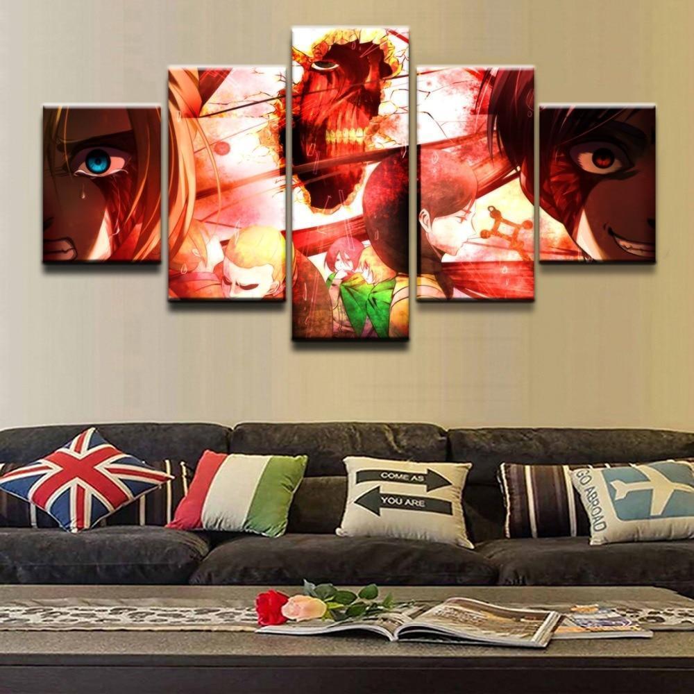 Attack On Titan Characters Poster 1 Anime Canvas Wall Art