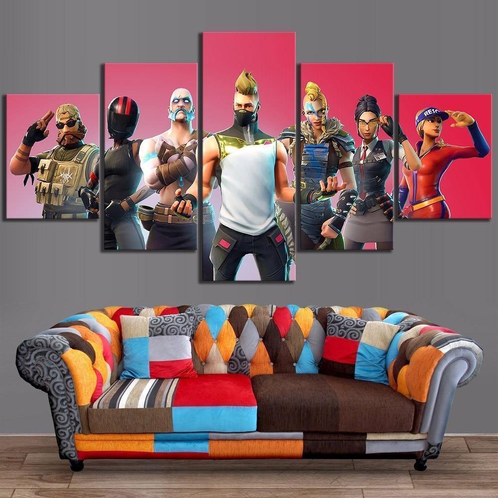 Characters Season 5 Fortnite Gaming Canvas Wall Art