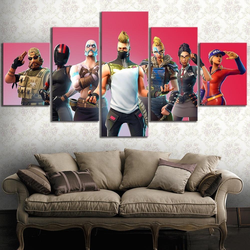 Characters Season 5 Fortnite Gaming Canvas Wall Art
