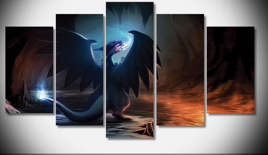 Pokemon Charizard In Cave Anime Canvas Wall Art