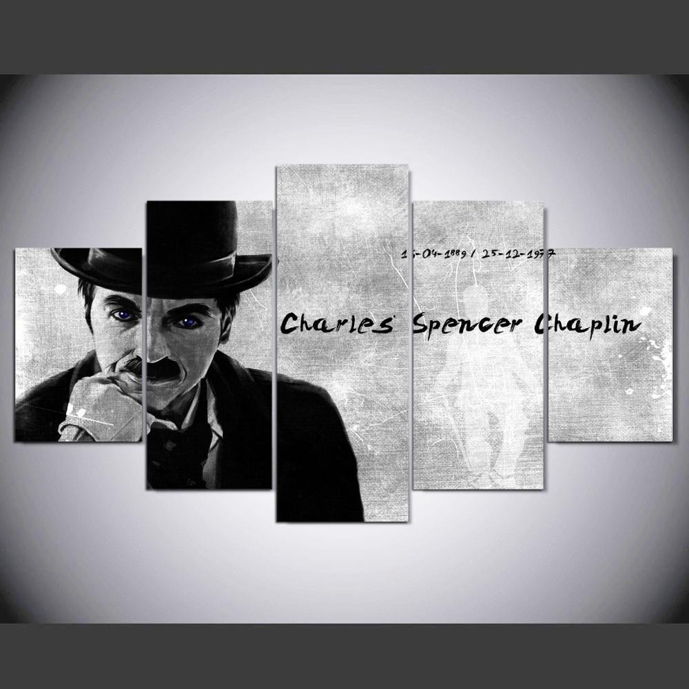 Charlie Chaplin Portrait Movie Canvas Wall Art