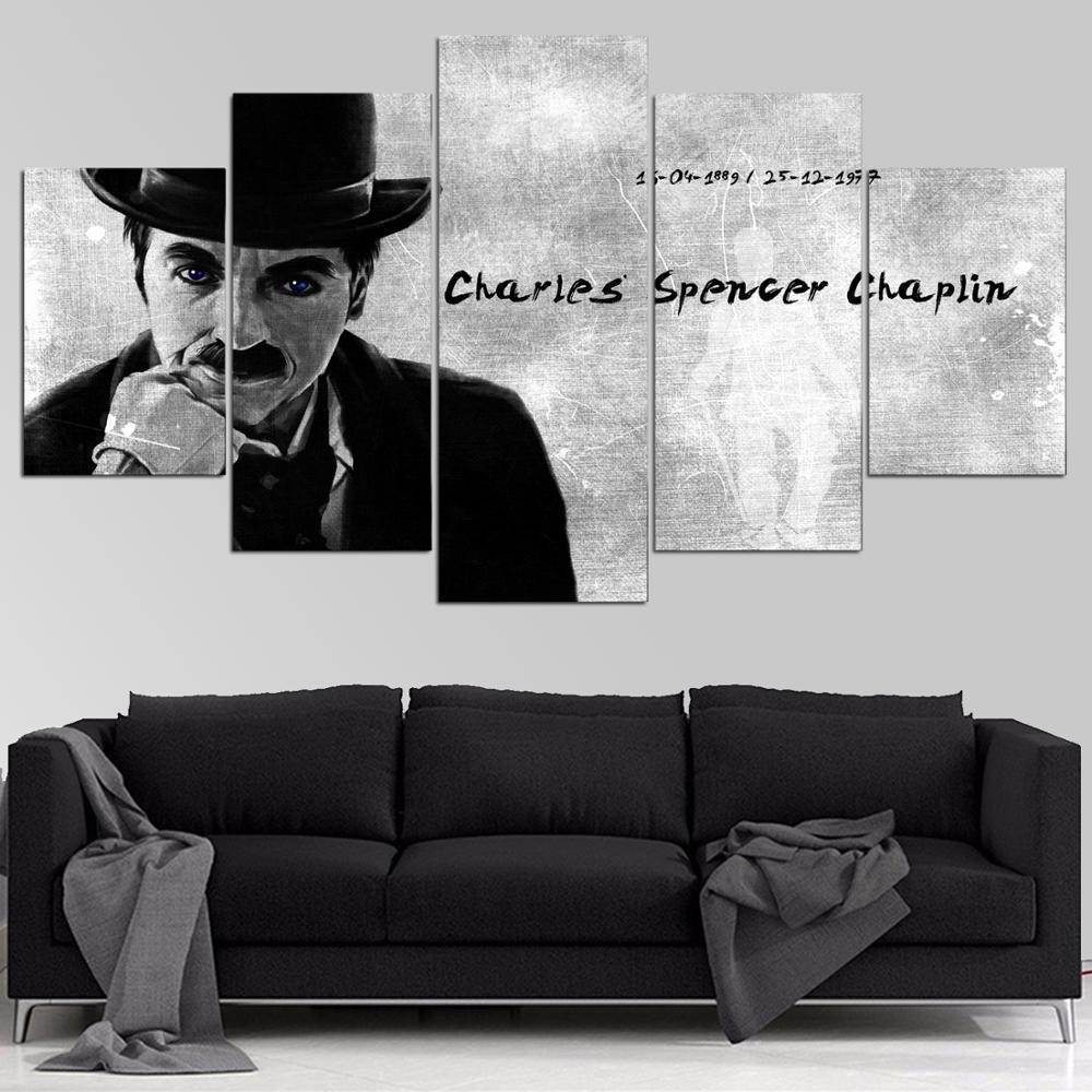 Charlie Chaplin Portrait Movie Canvas Wall Art