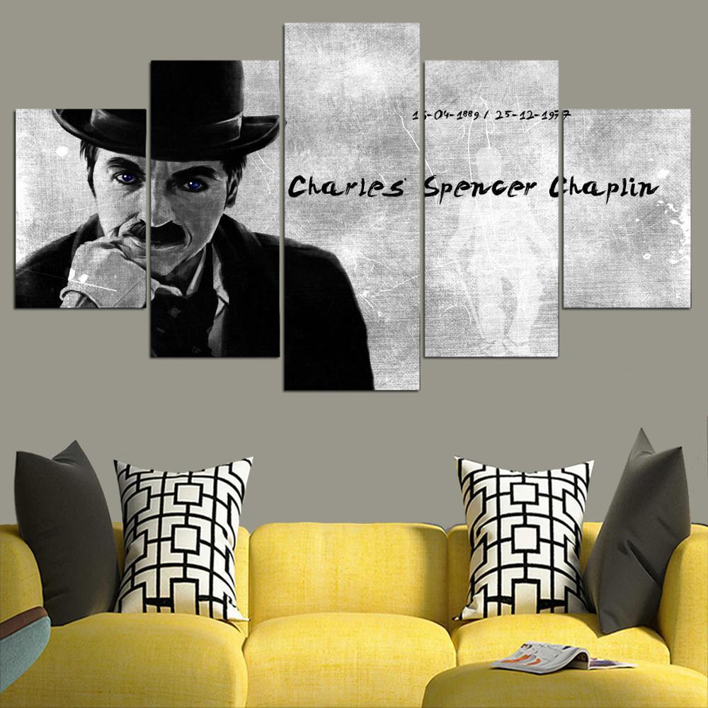 Charlie Chaplin Portrait Movie Canvas Wall Art
