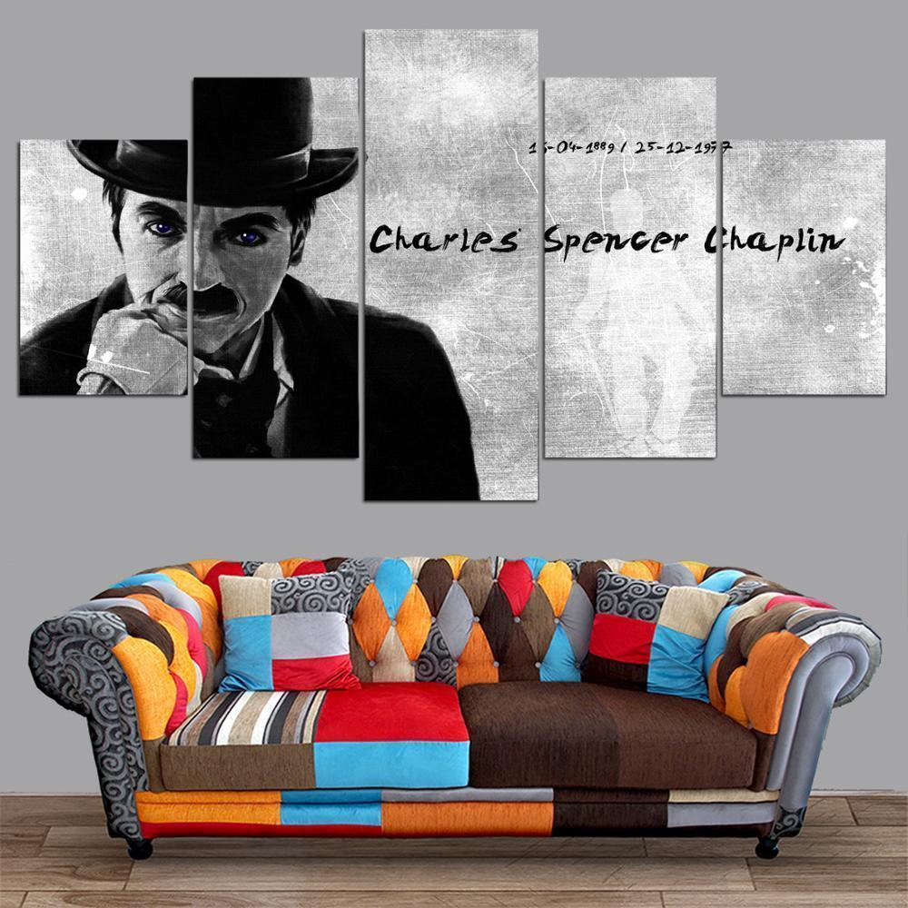 Charlie Chaplin Portrait Movie Canvas Wall Art