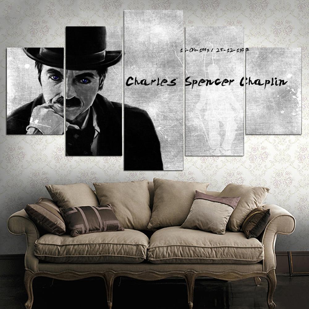 Charlie Chaplin Portrait Movie Canvas Wall Art