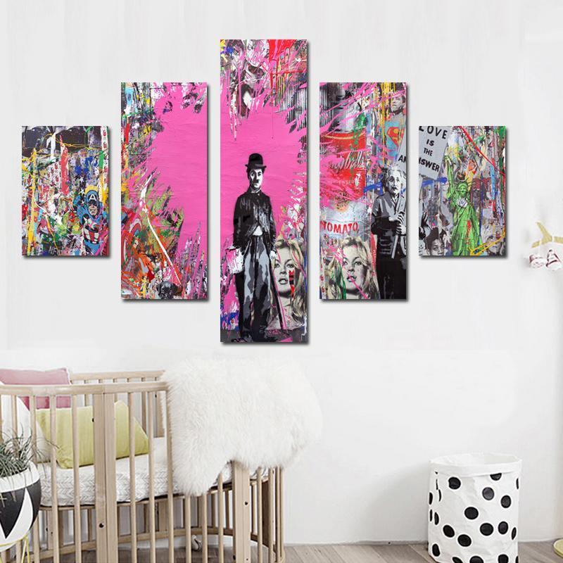Charlie Chaplin Street Pop Art Graffit Movie Canvas Wall Art