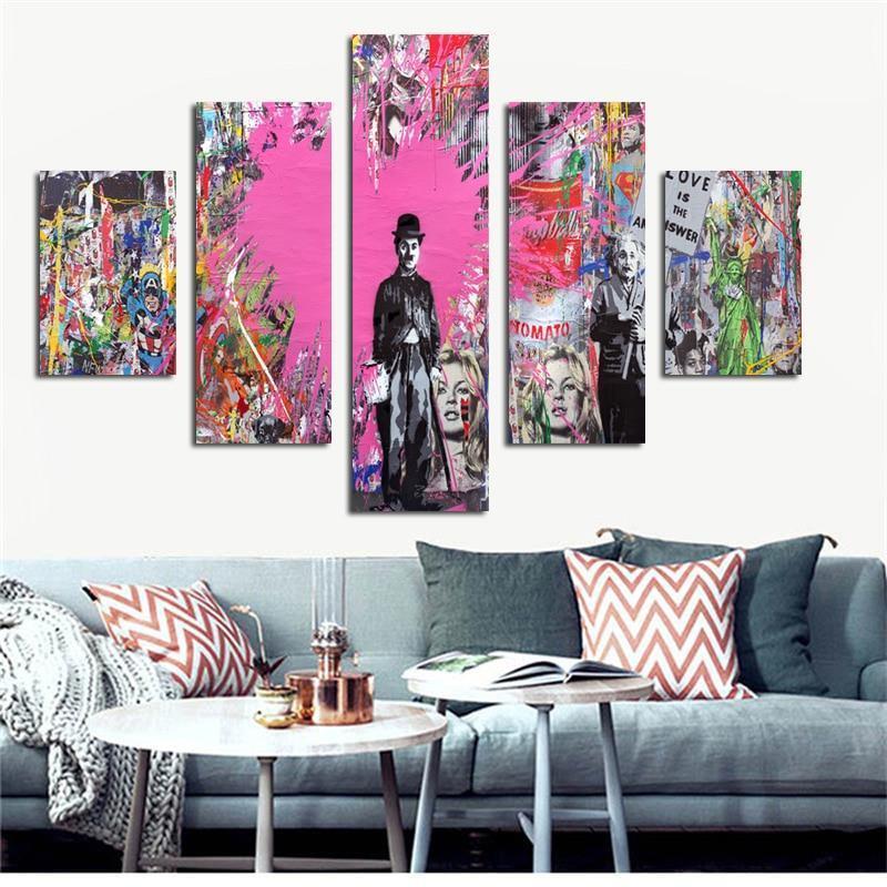Charlie Chaplin Street Pop Art Graffit Movie Canvas Wall Art