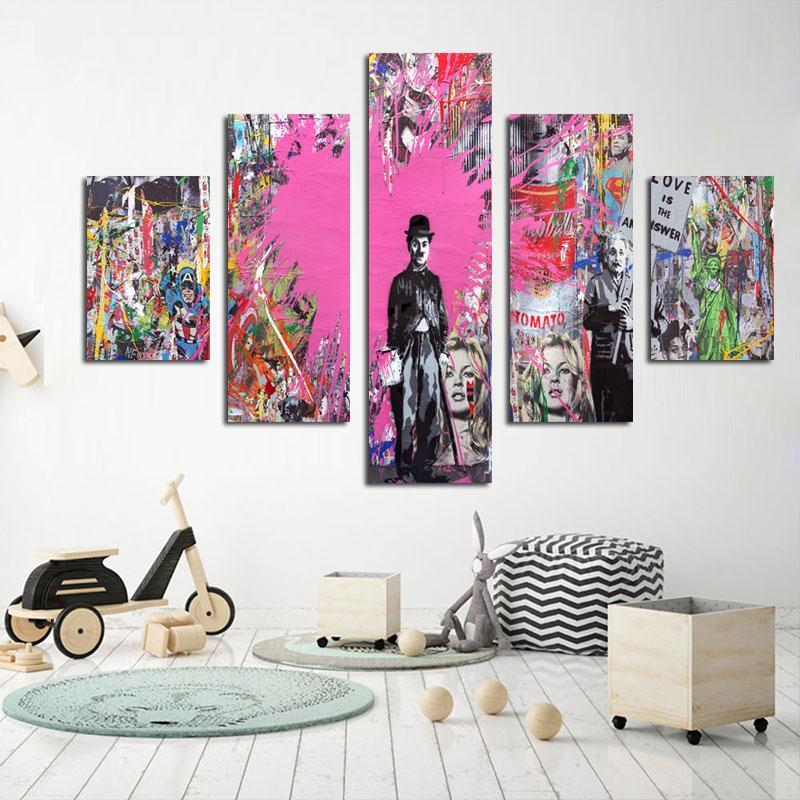 Charlie Chaplin Street Pop Art Graffit Movie Canvas Wall Art
