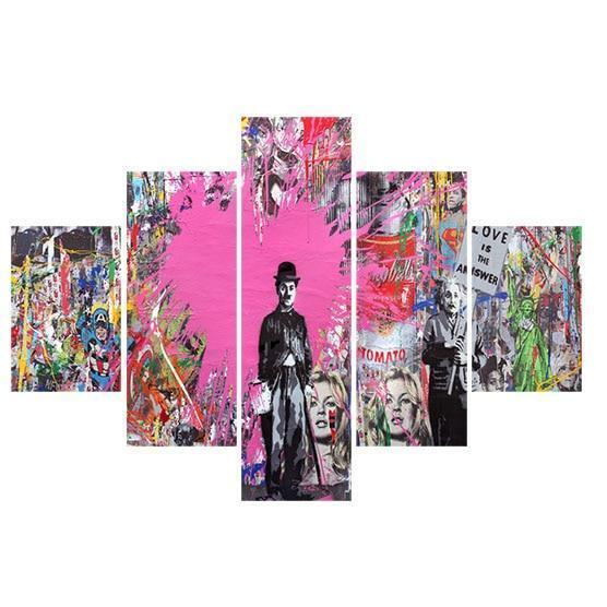 Charlie Chaplin Street Pop Art Graffit Movie Canvas Wall Art