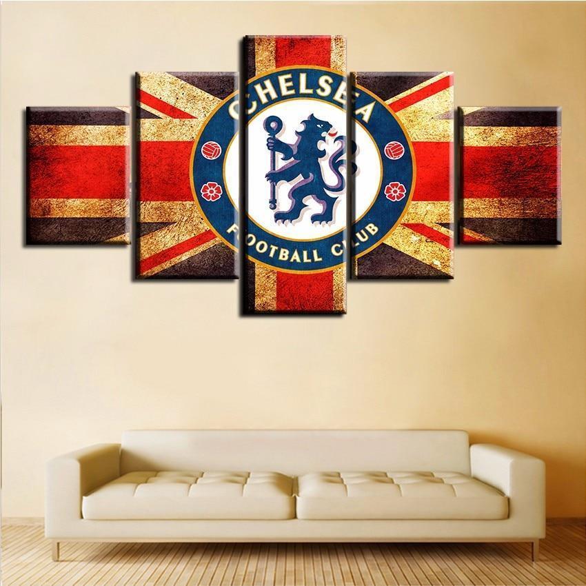 Chelsea Logo UK Flag Sport Canvas Wall Art