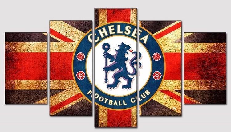 Chelsea Logo UK Flag Sport Canvas Wall Art