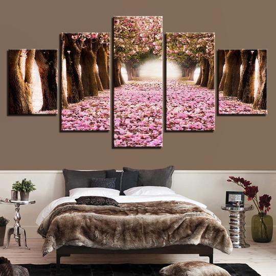Cherry Blossom Trail Nature Canvas Wall Art