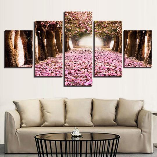 Cherry Blossom Trail Nature Canvas Wall Art
