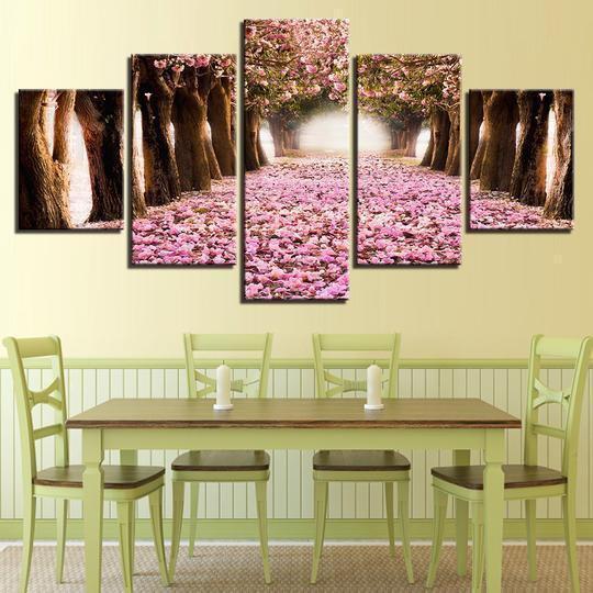 Cherry Blossom Trail Nature Canvas Wall Art