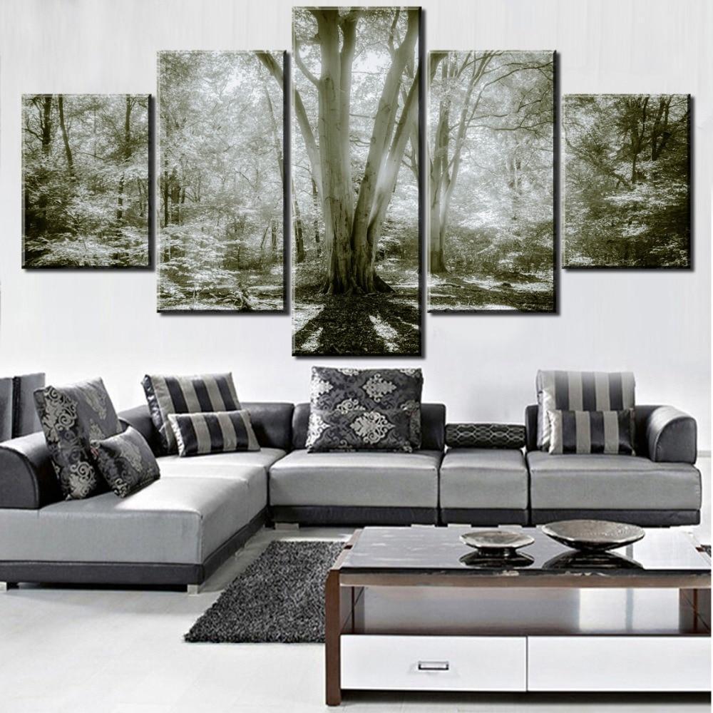 Cherry Blossoms Retro Forest Nature Canvas Wall Art