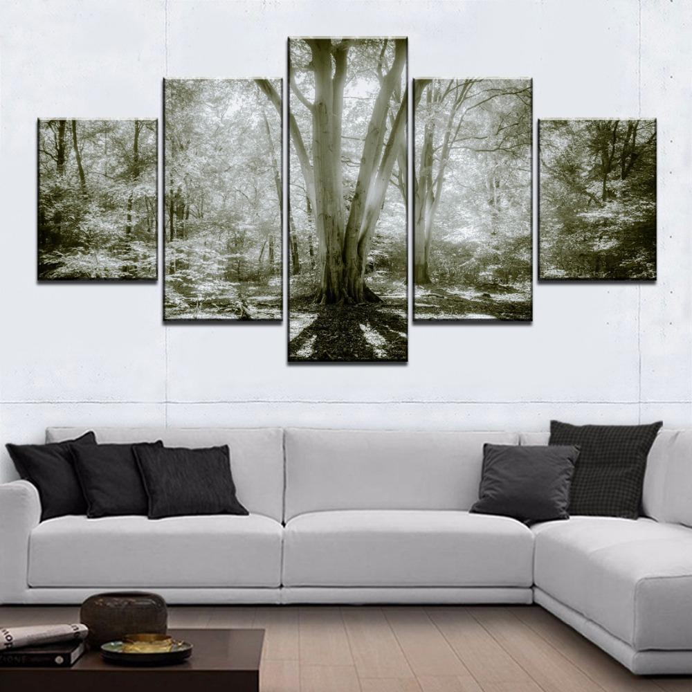 Cherry Blossoms Retro Forest Nature Canvas Wall Art