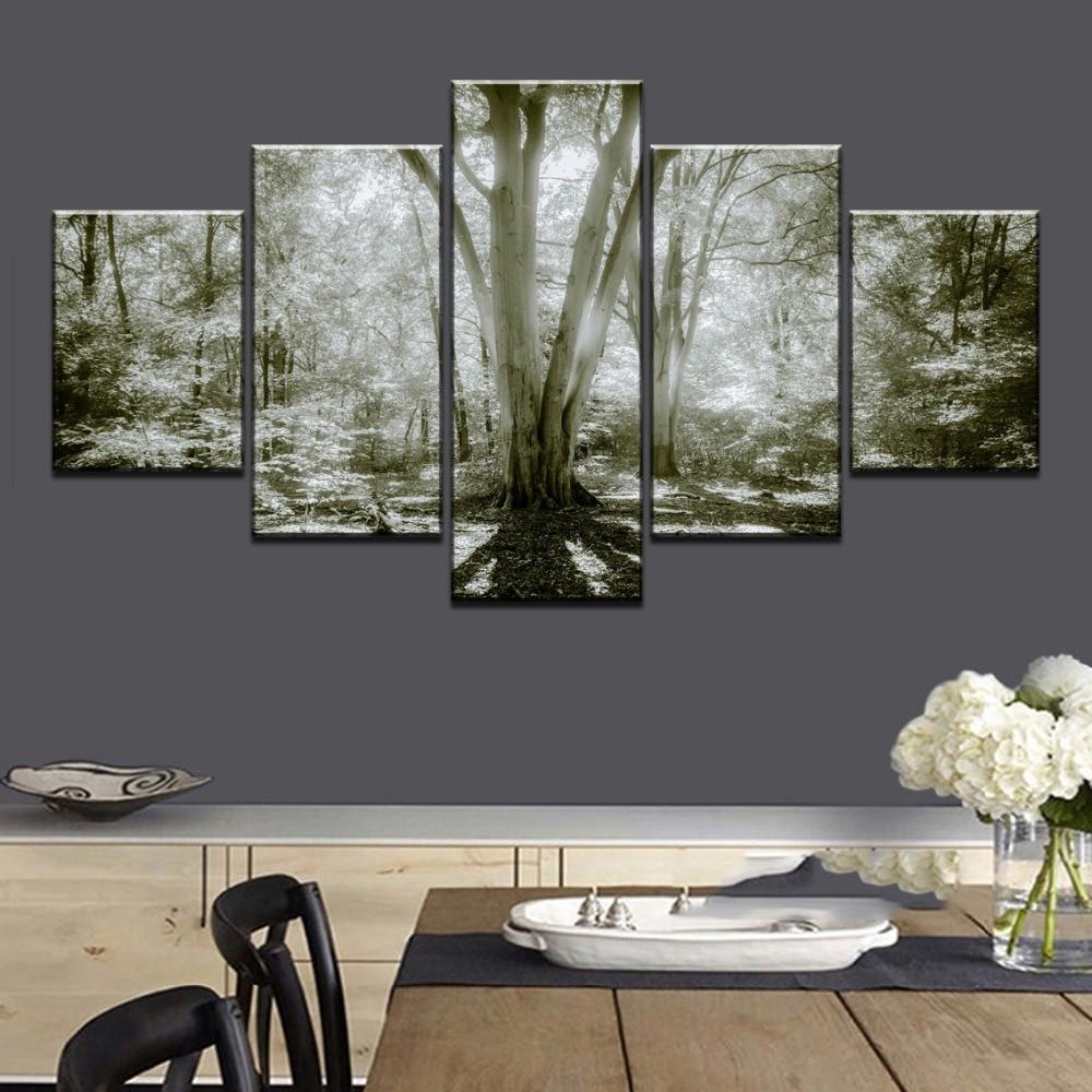 Cherry Blossoms Retro Forest Nature Canvas Wall Art