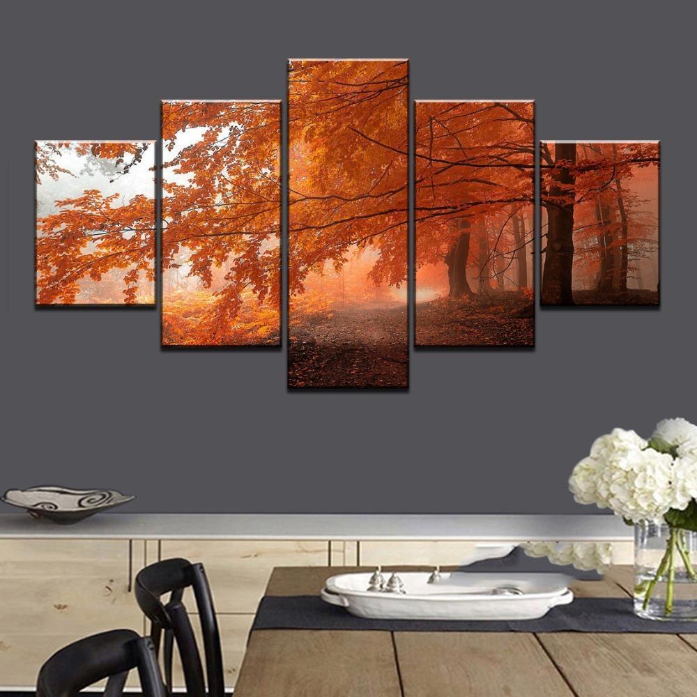 Cherry Blossoms Yellow Tree Forest Nature Canvas Wall Art