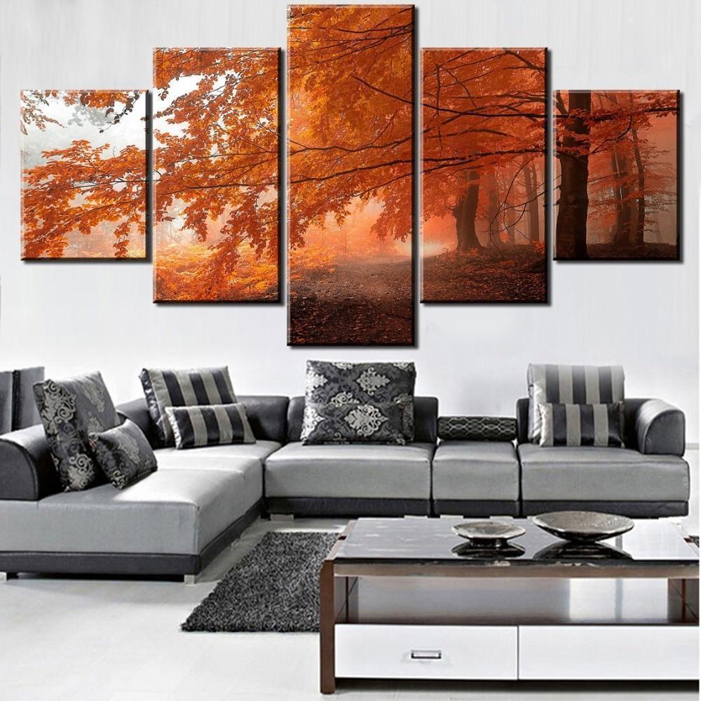 Cherry Blossoms Yellow Tree Forest Nature Canvas Wall Art