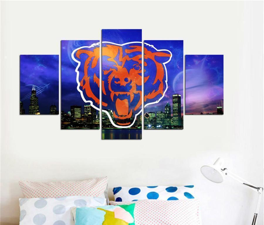 Chicago Bears Logo Poster  Football Canvas Wall Art
