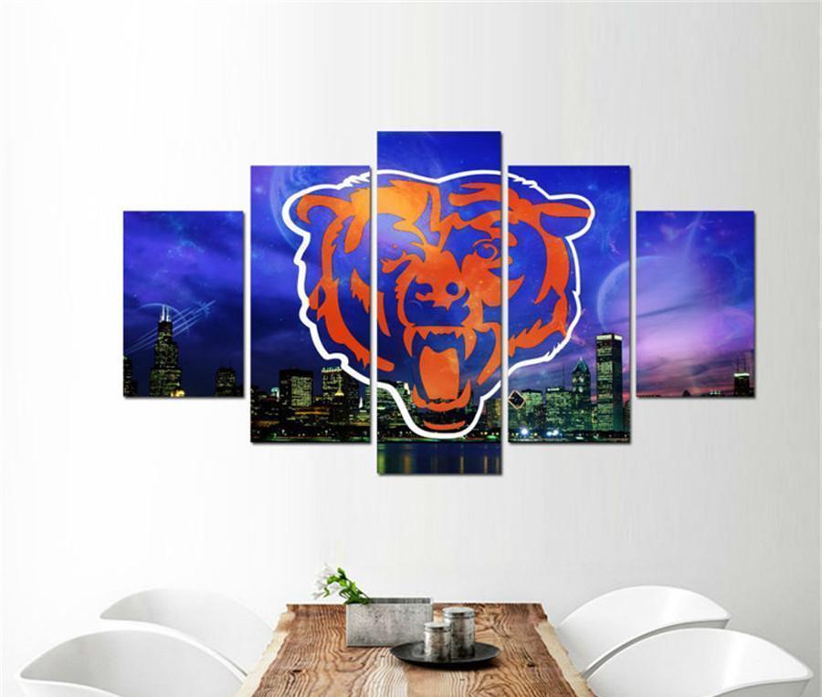 Chicago Bears Logo Poster  Football Canvas Wall Art