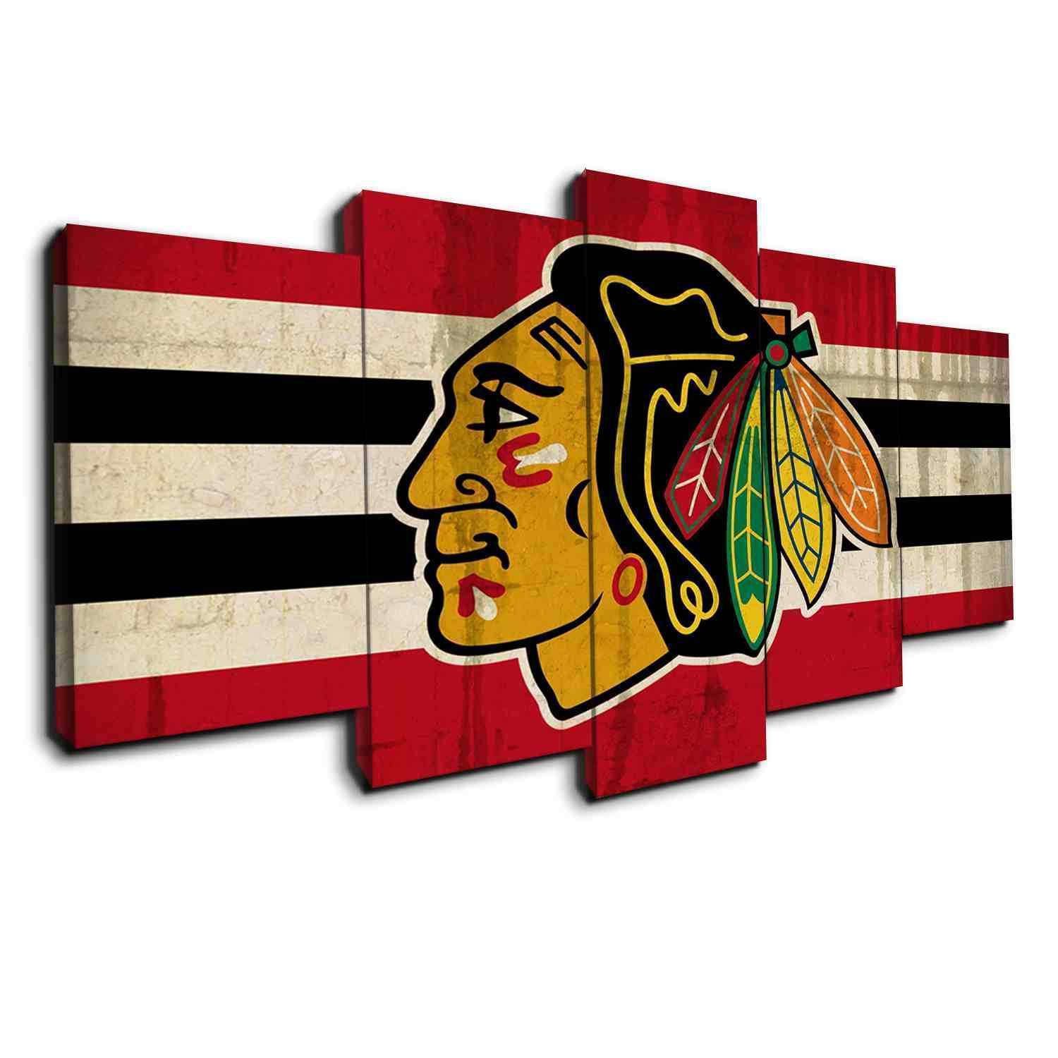 Chicago Blackhawks Logo 3   Ice Hockey Canvas Wall Art