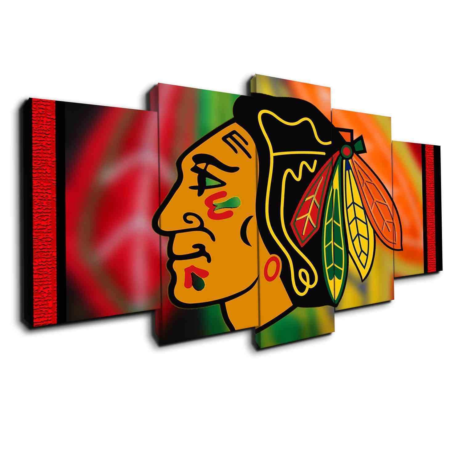 Chicago Blackhawks Logo 5   Ice Hockey Canvas Wall Art