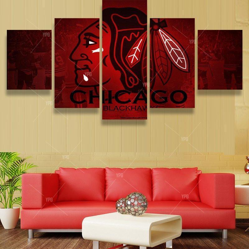 Chicago Blackhawks Logo 6   Ice Hockey Canvas Wall Art