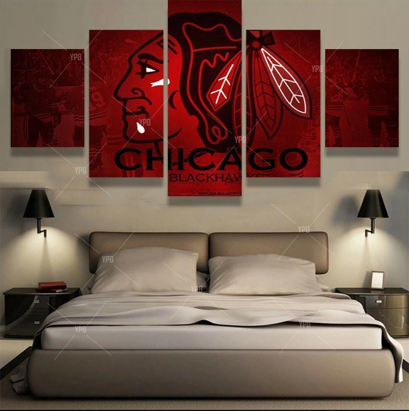 Chicago Blackhawks Logo 6   Ice Hockey Canvas Wall Art