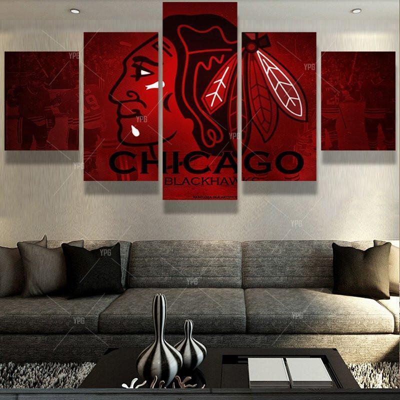 Chicago Blackhawks Logo 6   Ice Hockey Canvas Wall Art