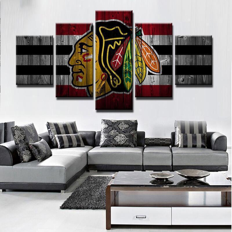 Chicago Blackhawks Logo 8   Ice Hockey Canvas Wall Art