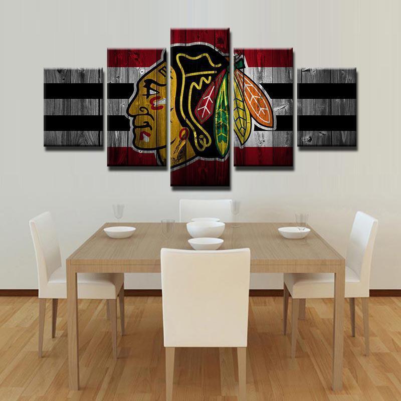 Chicago Blackhawks Logo 8   Ice Hockey Canvas Wall Art