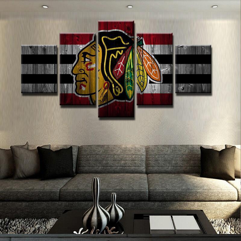 Chicago Blackhawks Logo 8   Ice Hockey Canvas Wall Art