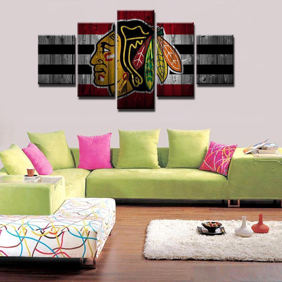 Chicago Blackhawks Logo 8   Ice Hockey Canvas Wall Art