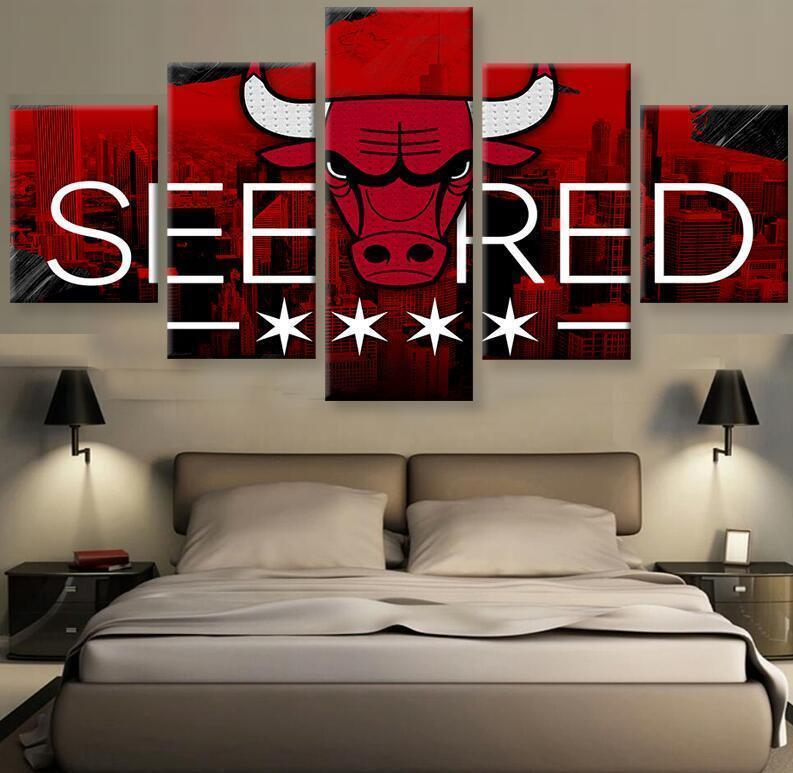 Chicago Bulls See Red NBA Basketball Canvas Wall Art