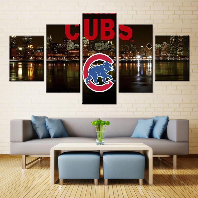 Chicago Cubs Poster 3  Baseball Canvas Wall Art