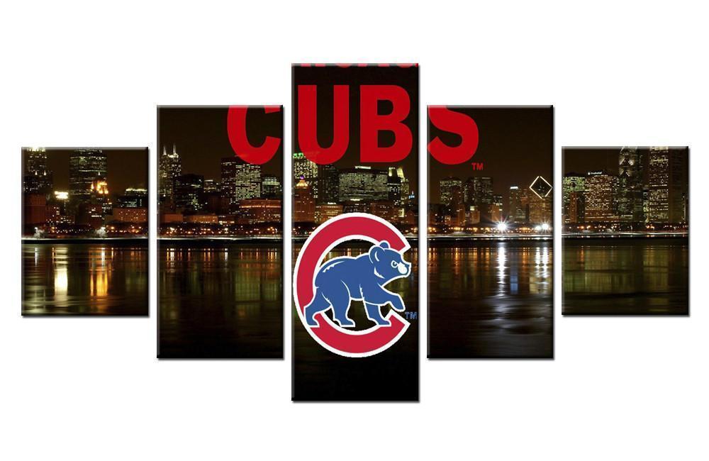 Chicago Cubs Poster 3  Baseball Canvas Wall Art
