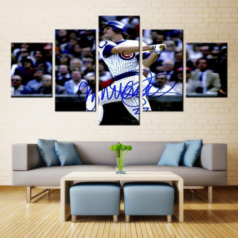 Chicago Cubs Star and Signature  Baseball Canvas Wall Art